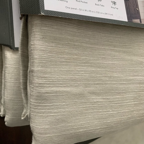 NEW 2 Threshold 95 X 52 Ivory Faux Silk Room Darkening curtains NEW - Picture 6 of 10